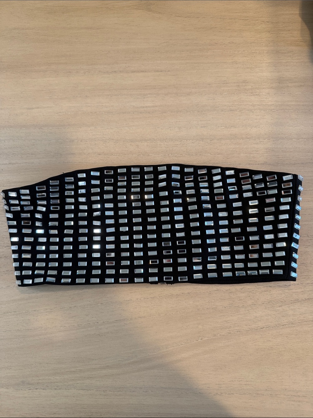 WeWoreWhat Geo Crystal Rhinestone Bandeau Top Black S NWT